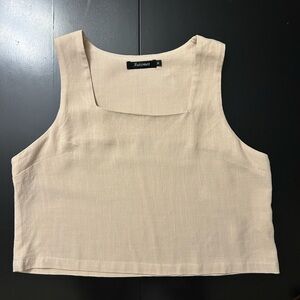 Automet Beige linen Women's  Crop Top
